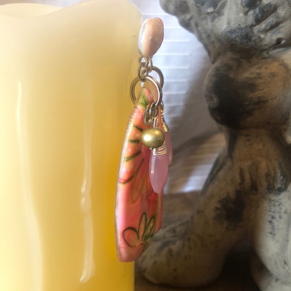 GEMSTONE and PEARL Earrings - Picture 4 of 5